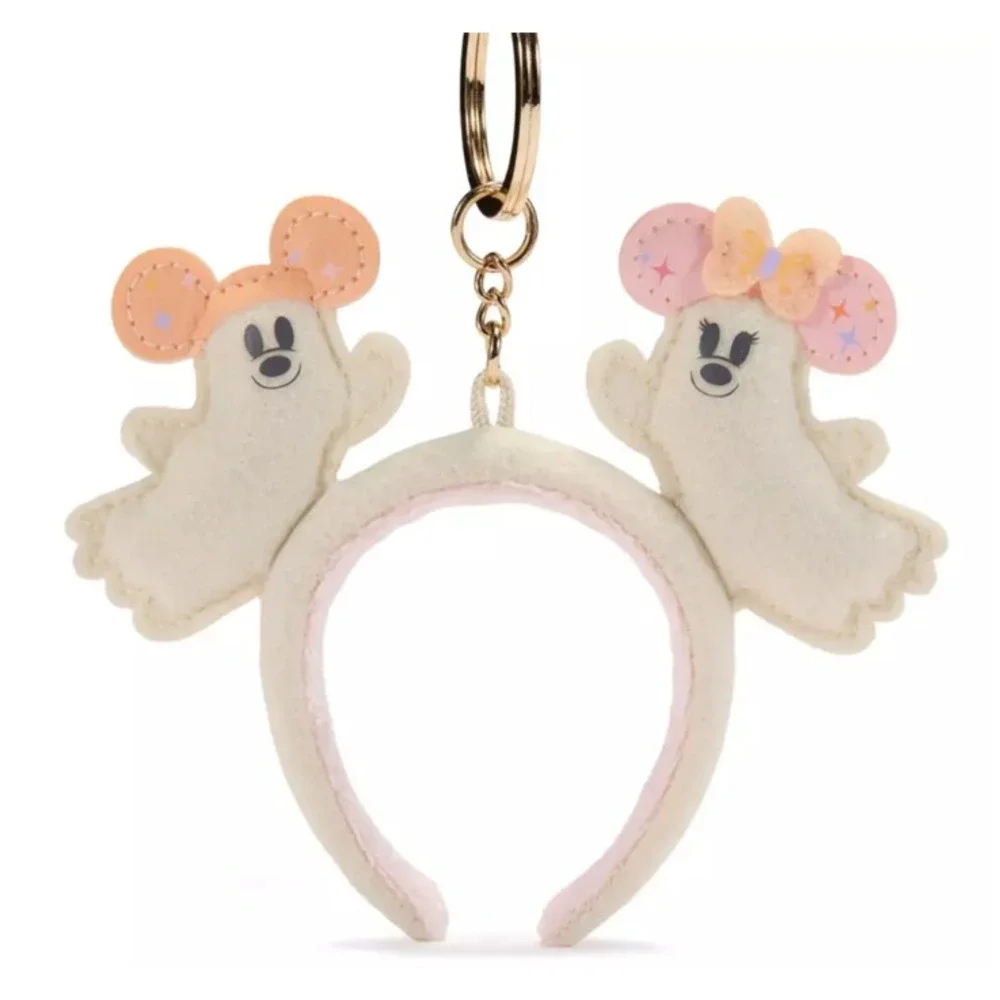 Disney Parks Mickey and Minnie Mouse Cutie Ghost Plush Keychain Bag Charm (NWT)